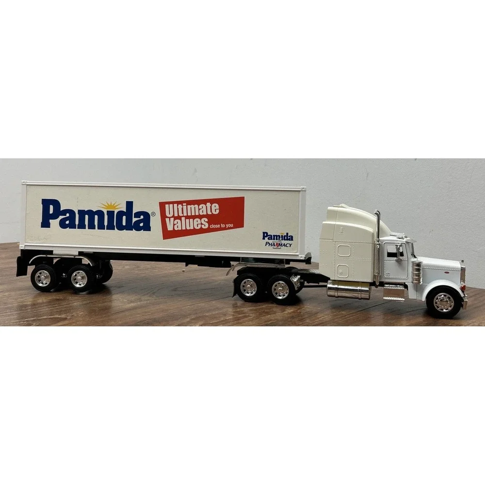 Diecast RARE Boley Peterbilt Pamida Store Semi Truck and‎ Trailer Plastic White